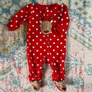 Carter’s Fleece Christmas Reindeer Footie Zipper Pajamas